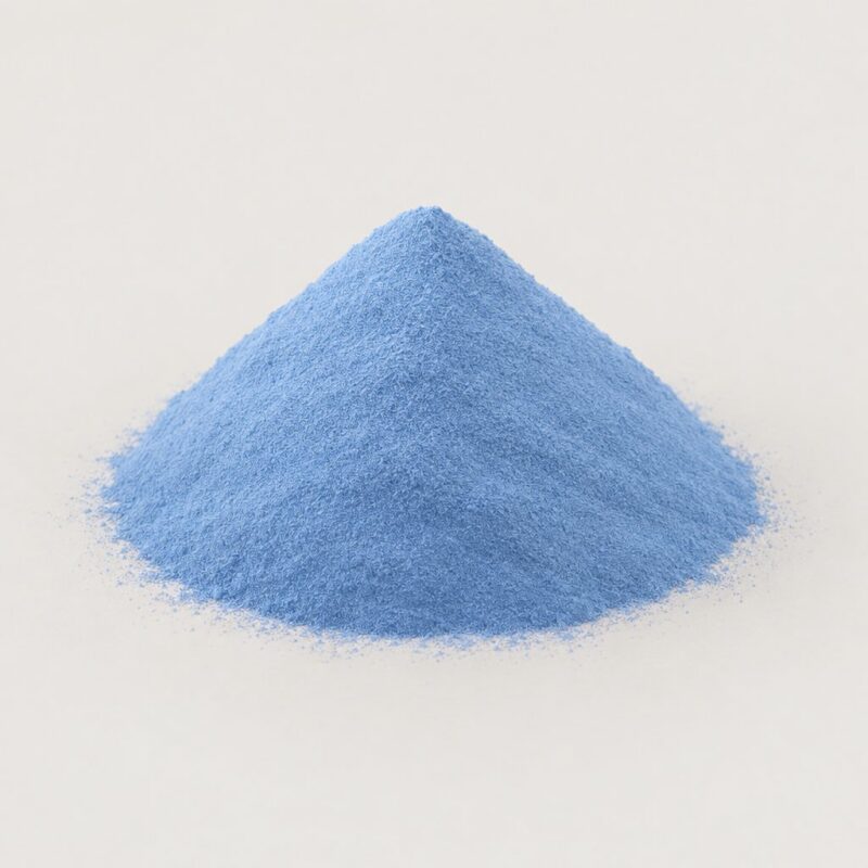 Mound of deep blue ready mix tablet binder powder, a colored pill binder for vitamin and supplement tablets
