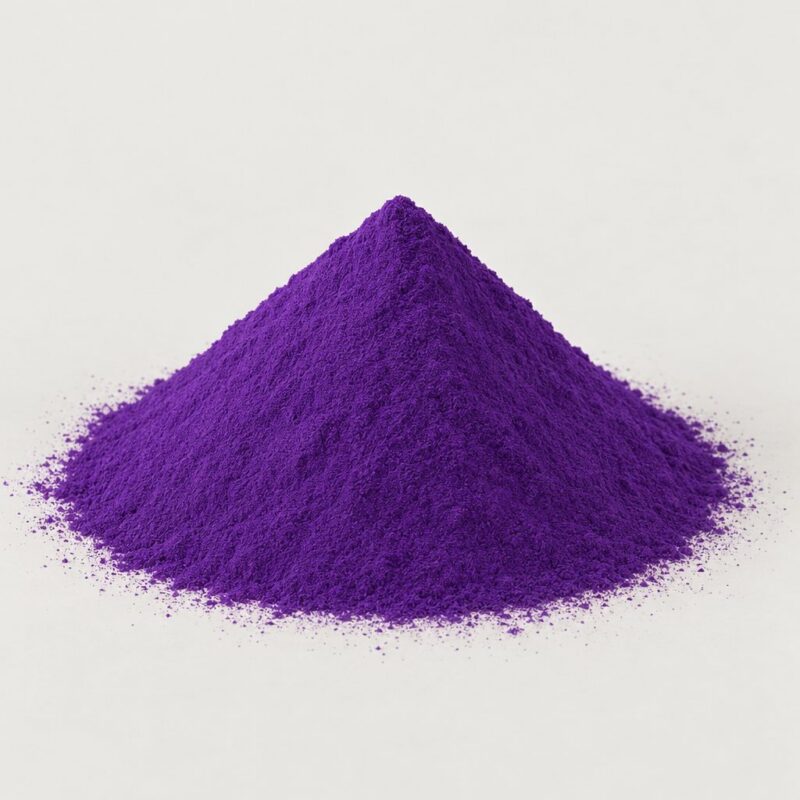 Small mound of rich purple raw coloring powder for mixing into a tablet binder